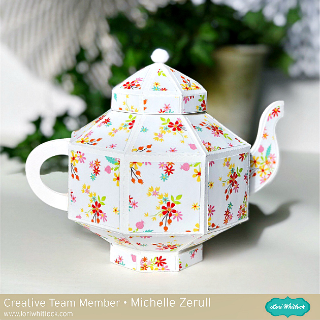 Paper Teapot with Lori Whitlock SVG Files and Echo Park Paper Easter Wishes